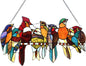 Capulina Tiffany Birds Stained Glass Window Panels Hangings | Birds Stained Glass Suncatcher Gifts Decor for Home Office
