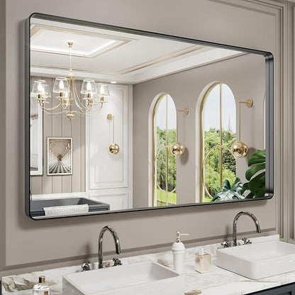 LOAAO Black Metal Framed Bathroom Mirror by LOAAO