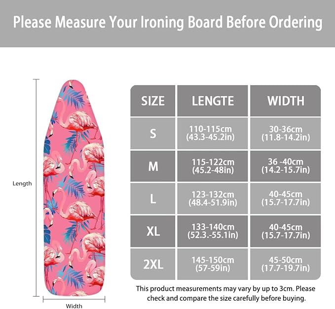 ZCFYGDX Flamingo Palm Leaf Print Ironing Board Covers Hook & Loop Elastic Edge - Image 5