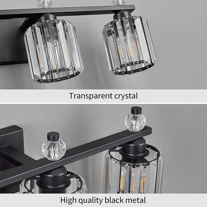 FDPBY Bathroom Vanity Lights 4-Light Sand Black Modern Crystal Vanity Light - Image 4