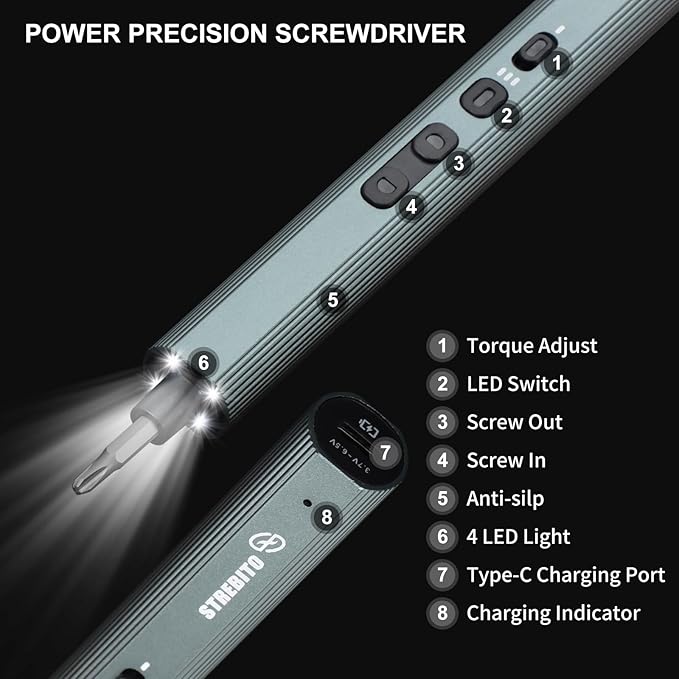 STREBITO Mini Electric Screwdriver, 155 in 1 Electric Precision Screwdriver Set - Image 7