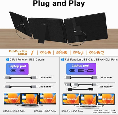 14" Laptop Screen Extender, FHD 1200P IPS Dual/Triple Portable Monitor - Image 5