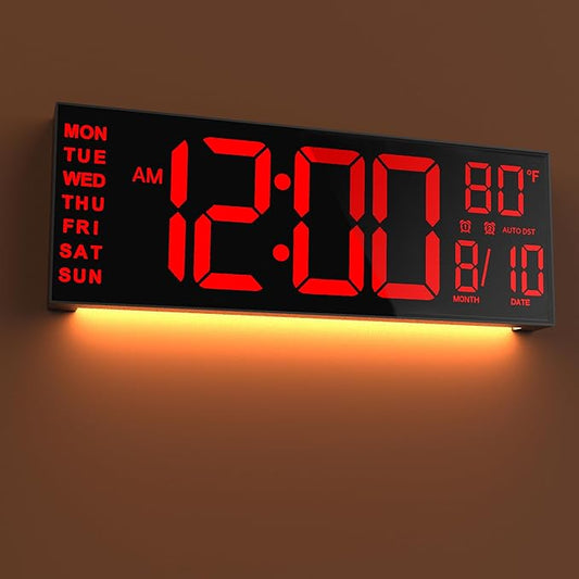 JALL 16" Large Digital Wall Mount Clock, Count Down Timer, Big LED, Temperature by JALL