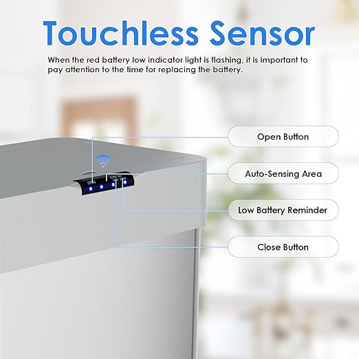 AthLike Sensor Trash Can, Touchless Motion Sensor Trash Bin, Smart Automatic - Image 3