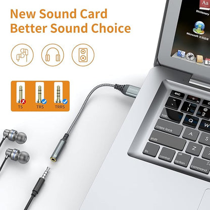 USB to 3.5mm Audio Jack Adapter, External Sound Card Converter Compatible - Image 2