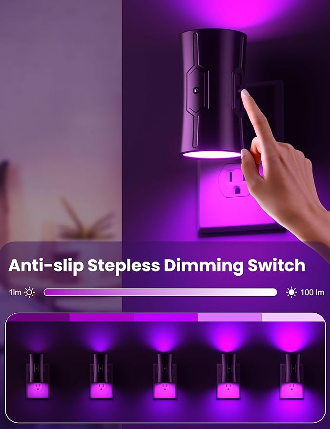 Sujeet Purple Night Light, Plug in Wall Light - Image 3