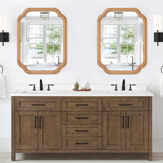 Natural Wood Framed Mirror, 18X24 Inch Bathroom Mirror - Image 2