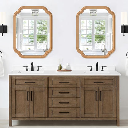 Natural Wood Framed Mirror, 18X24 Inch Bathroom Mirror - Image 2