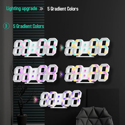 EDUP HOME 3D LED Neon Digital Desk Wall Alarm Clock RGB Night Light 7 Colors - Image 8
