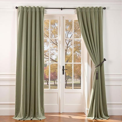 Lazzzy Velvet Blackout Extra Long Curtains Thermal Insulated Room Window Drapes by Lazzzy
