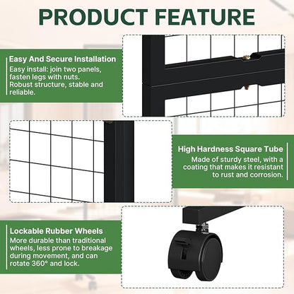 Maeklon 3 Pack Grid Wall Panel Rack, 3x6 Ft Metal Gridwall Display Stand - Image 4