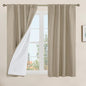 LAMIT Natural 100% Blackout Linen Curtains, 45 Inches Linen Textured Thermal by LAMIT