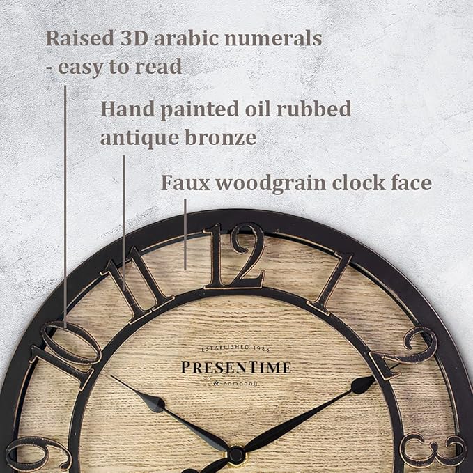 Presentime & Co 10" Farmhouse Series Wall Clock, Cottage Style, Vintage Design - Image 3
