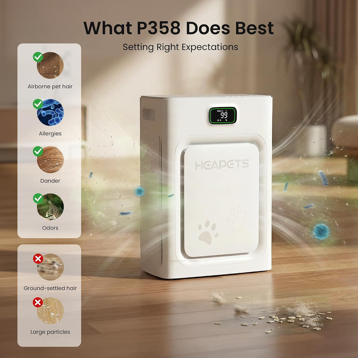 pet air purifier for home large room 2500, view 9
