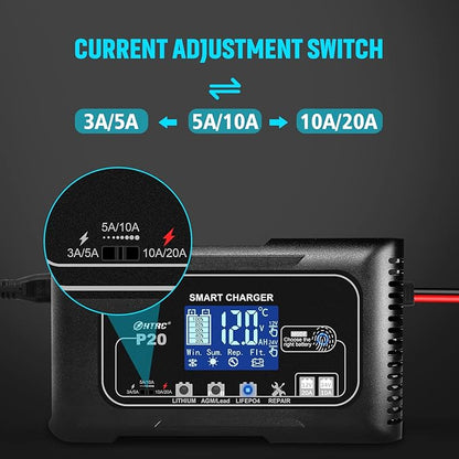 Dylannet Smart Battery Charger 20A 12V/24V Fully Automatic Maintainer, Trickle - Image 4