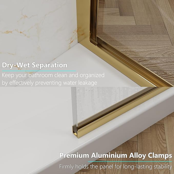 Shower Screen, 3/8" Tempered Glass, Shower Wall Panels, Fix Shower Glass Screen - Image 7