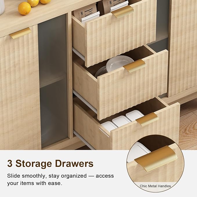 Fluted Sideboard Buffet Cabinet - Image 3