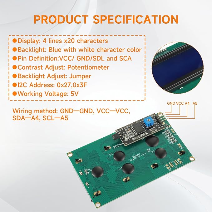 HUAREW 2pcs I2C IIC TWI 2004 Serial LCD Display Module 20x4 Compatible - Image 3