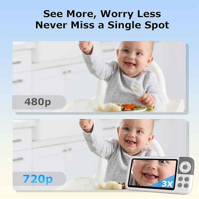 5'' Video Baby Monitor with Camera and Audio, 36-Hrs Battery Life, HD Camera - Image 4