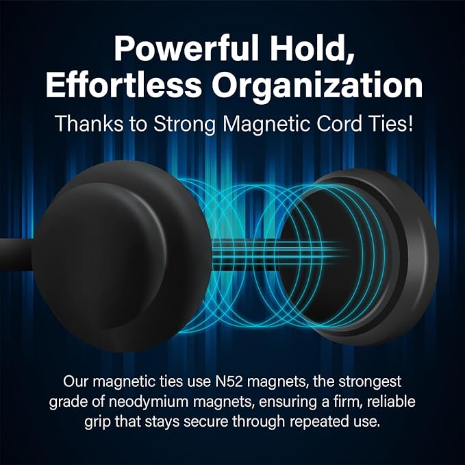 30-Pack Magnetic Cable Ties – Snap-On Silicone Magnetic Cord Ties - Image 2