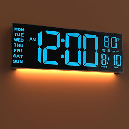 JALL 16" Large Digital Wall Mount Clock, Count Down Timer, Big LED, Temperature by JALL