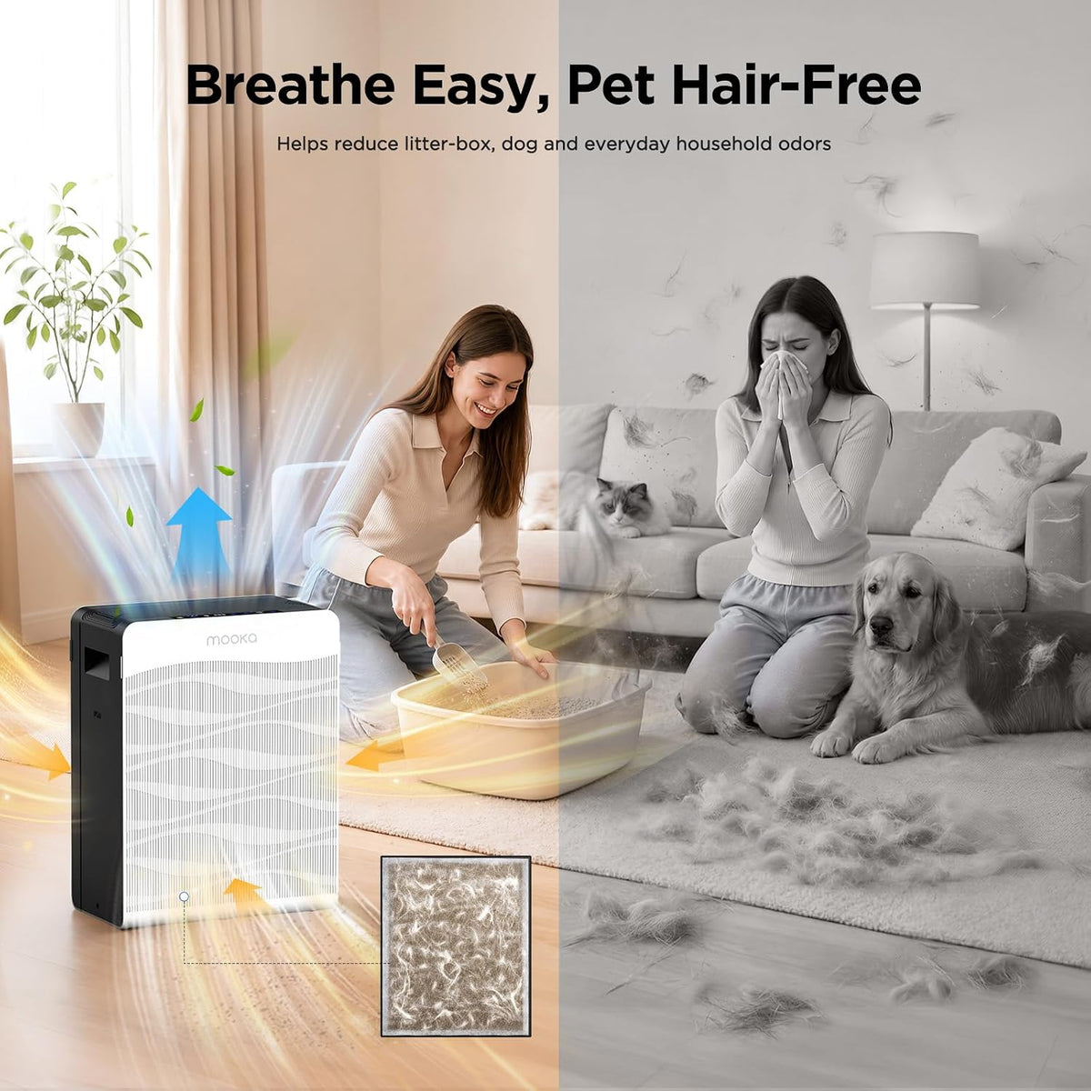 mooka air purifier for home pet large room, package contents