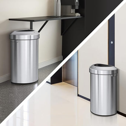 EKO Urban 21 Gallon Semi-Round Open Top Waste Bin, Stainless Steel Half Round - Image 7