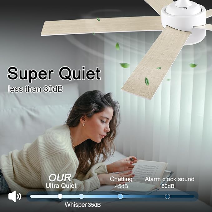 POCHFAN 60 Inch White Ceiling Fans - Image 3