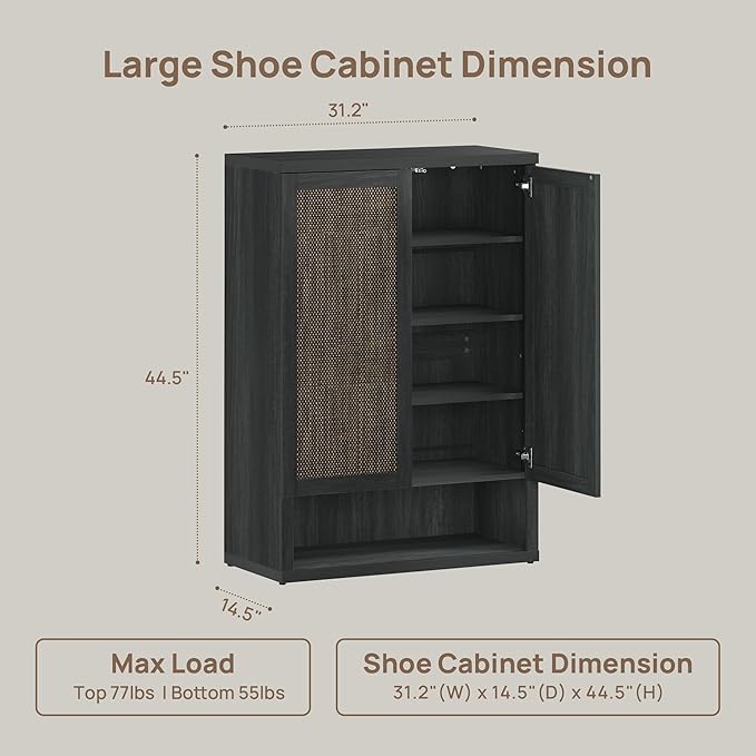 SICOTAS Rattan Shoe Storage Cabinet - Image 2
