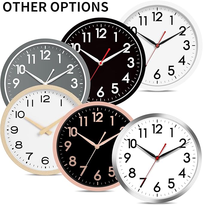 AKCISOT Wall Clock 10 Inch Silent Non-Ticking Modern Clocks Battery Operated - Image 4