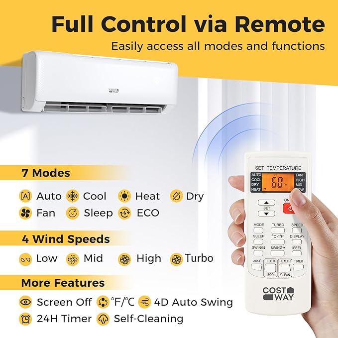COSTWAY 18, 000 BTU Mini Split Air Conditioner, Energy Star, - Image 6