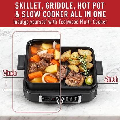 Electric Skillet, Techwood 7.5-Quart 2-in-1 Versatile Multi-Cooker - Image 5
