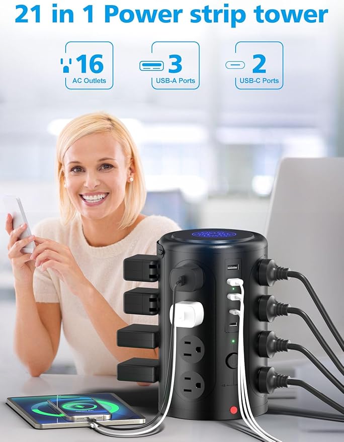 Power Strip Tower Surge Protector - Image 2