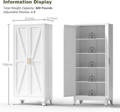 COFaR 5 Tier Metal Farmhouse Storage Cabinet - Image 2