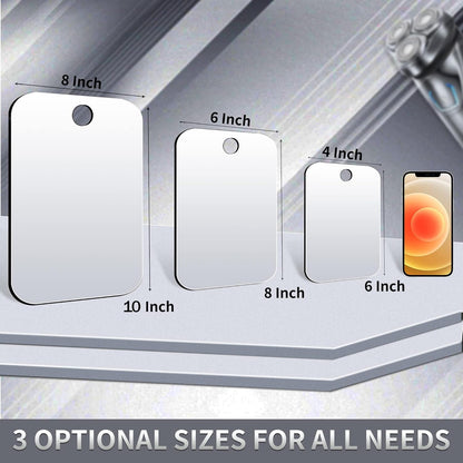 Shatterproof Fogless Shower Mirror for Shaving (8 x6 Inch Medium-Size) No-Fog Waterproof Wall Mounted Bathroom Accessory, Hanging Anti-Fog Shaving Mirror for Men, Perfect for Camping and Travel Use