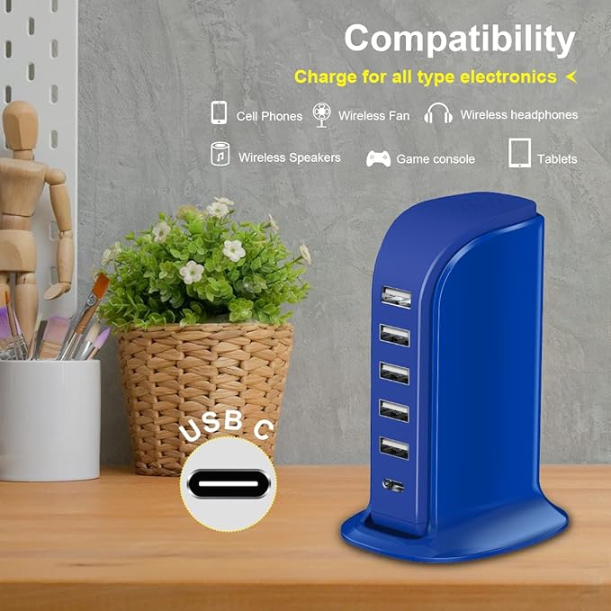 USB Charging Station Upoy, 6 Ports Charging Blocks, USB Power Hub - Image 3
