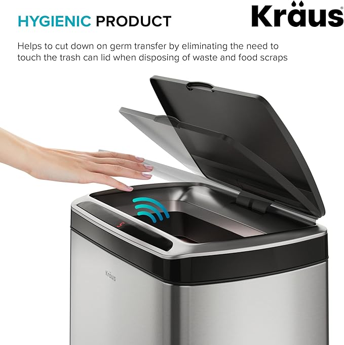 Kraus GarbagePro Rectangular 13 Gallon Hands-Free Motion Sensor Trash Can - Image 3