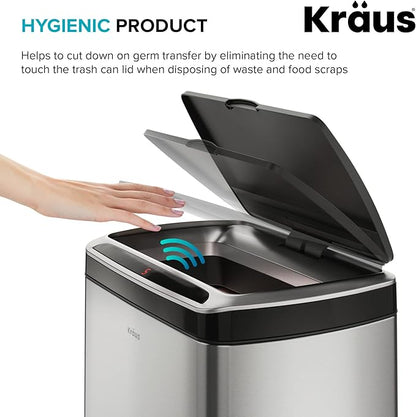 Kraus GarbagePro Rectangular 13 Gallon Hands-Free Motion Sensor Trash Can - Image 3