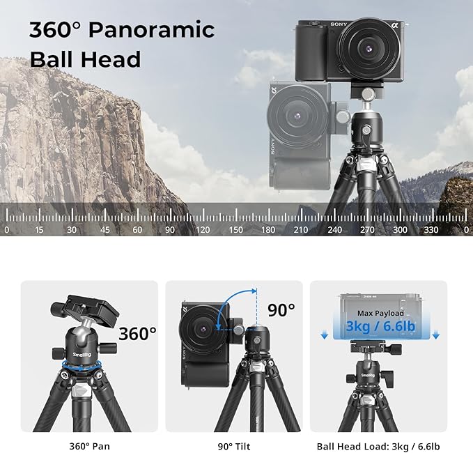 SmallRig Carbon Fiber Mini Desktop Tripod, 15.5'' / 39.5cm Compact Pocket - Image 5