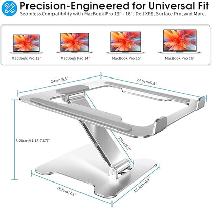 Foldable Aluminum Laptop Stand, Height Adjustable Ergonomic Riser - Image 3