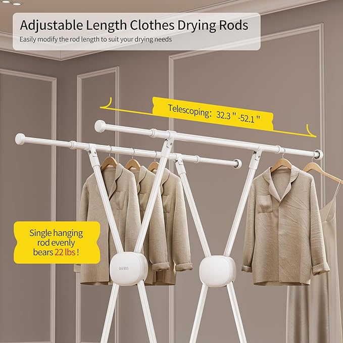 BIREN Clothes Drying Rack Heavy Duty Clothing Racks Foldable Laundry Rack Two - Image 3