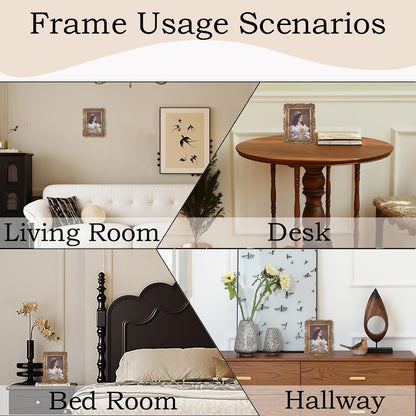 Antique Picture Frames 4x6 Vintage Victorian Ornate Picture Frames with Front Glass Wall Mount and Tabletop Baroque Home Decor Retro Gallery Wall Decor,1 Pack,Bronze
