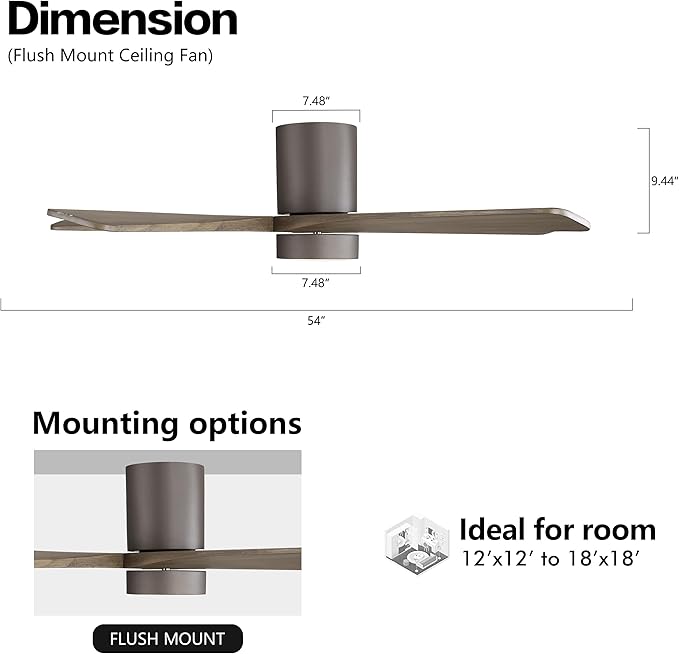 WINGBO 54 Inch Flush Mount DC Ceiling Fan - Image 4