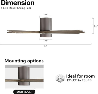WINGBO 54 Inch Flush Mount DC Ceiling Fan - Image 4
