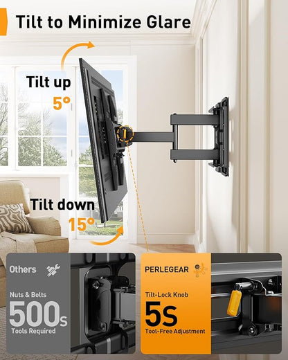 Perlegear Full Motion TV Mount for 26-74 inch TVs, Height Adjustable - Image 7
