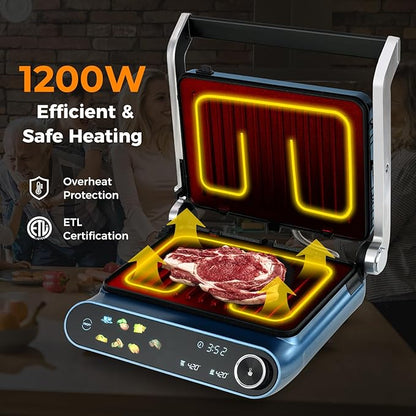 7-In-1 Sandwich Maker with LED Touch Panel & No-Stick Plates, Electric Panini - Image 5
