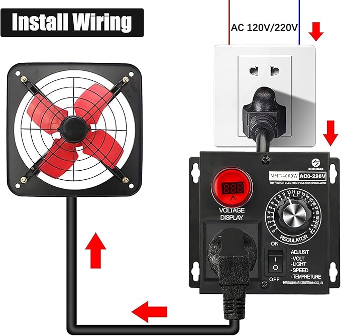 AC Variable Speed Controller, 120V~220V 15A 4000W SCR Voltage Controller - Image 6