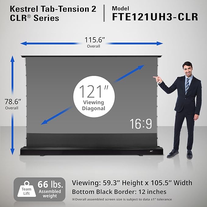 Elite Screens Kestrel Tab-Tension CLR, 121 inch 16:9, Ultra-Short Throw Ceiling - Image 4