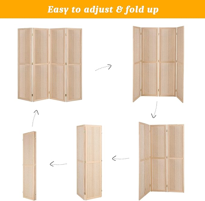 Bonnlo 4 Panel Pegboard Freestanding, 5 FT Portable Display Board Organizer - Image 3