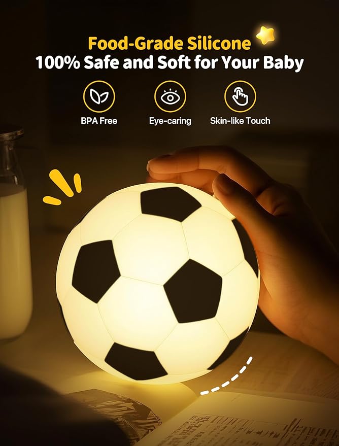 TechCharm Soccer Night Light for Kids Rechargeable LED Touch Control Silicone - Image 2